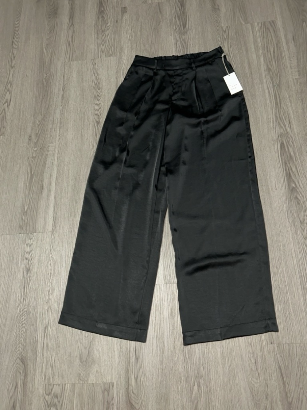 a new day Black Wide-Leg Satin Palazzo Pants